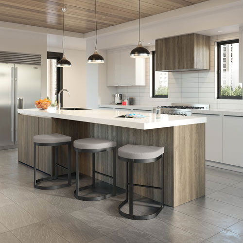 Lester Contemporary Bar Height Barstool - Grey and Beige/Black