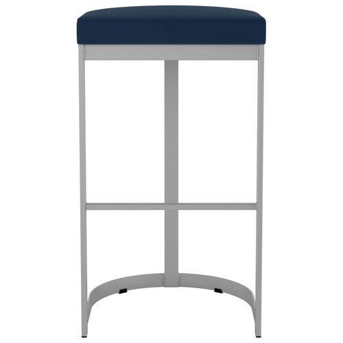Lester Contemporary Bar Height Barstool - Blue/Shiny Grey