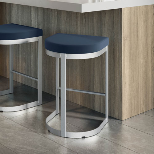 Lester Contemporary Bar Height Barstool - Blue/Shiny Grey