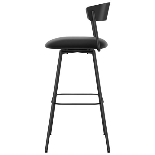 Ludwig Contemporary Faux Leather Counter Height Barstool - Black