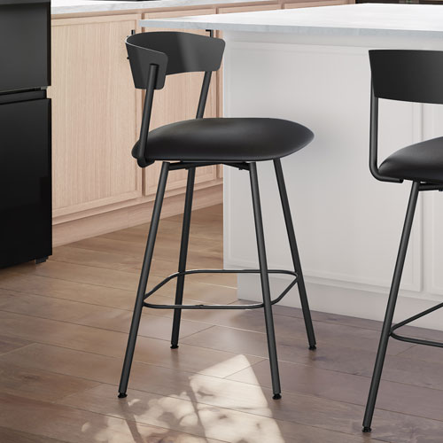 Ludwig Contemporary Faux Leather Counter Height Barstool - Black