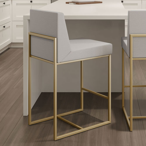 Derry Traditional Counter Height Barstool - Light Grey/Golden