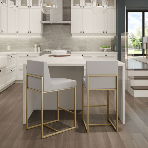 Derry Traditional Counter Height Barstool - Light Grey/Golden