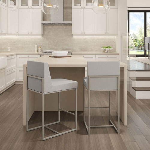 Derry Traditional Counter Height Barstool - Light Grey