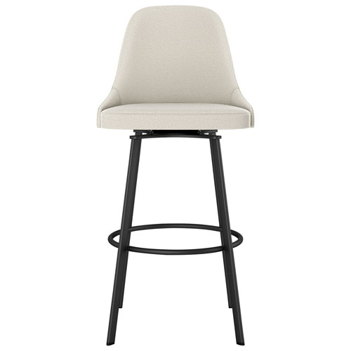 Harper Contemporary Polyester Counter Height Barstool - Cream Boucle/Black