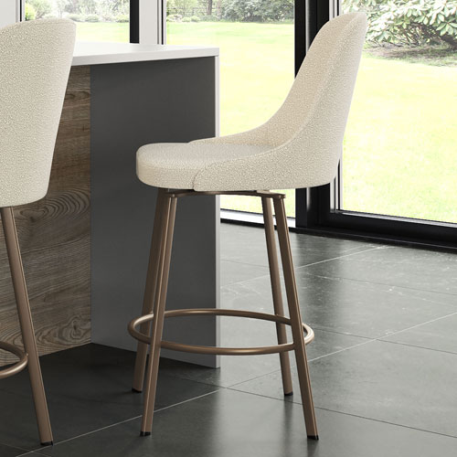 Harper Contemporary Polyester Counter Height Barstool - Cream Boucle/Bronze