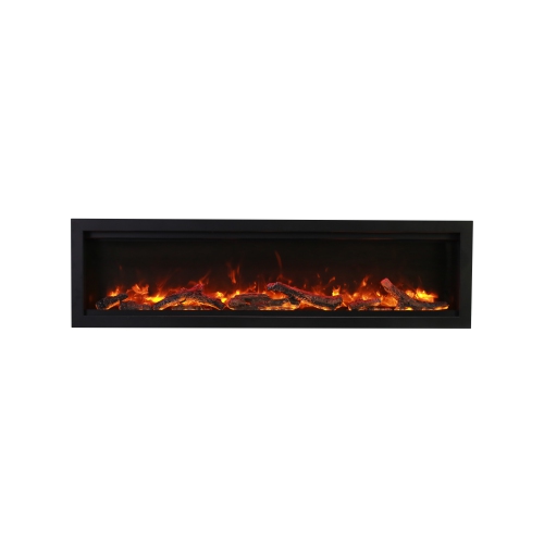 Symmetry Smart 50" Electric Fireplace comes with Birch 10 pc logs, decorative glass media, surround, and a remote.