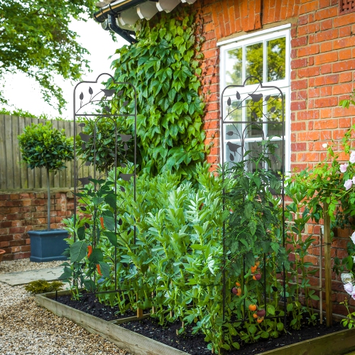 Outsunny 2 Pack Garden Trellis for Climbing Plants, Outdoor Metal Grid Panels with Birds and Leaves, for Roses, Vine Flower, Cucumber, Clematis, 59"