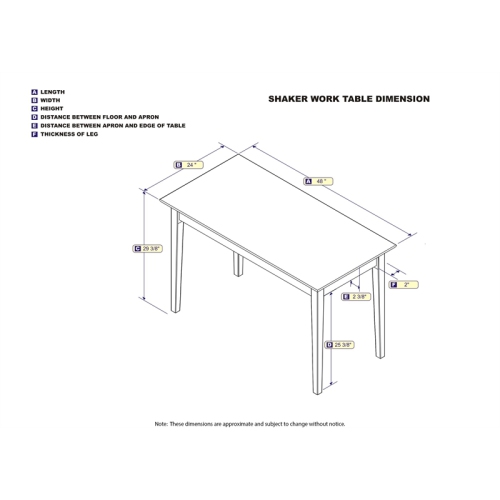 48" Solid Wood Shaker Writing Executive Desk with USB Device Charger in Walnut