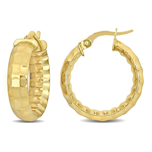 Anneaux d'oreilles à facettes, or jaune 14 K