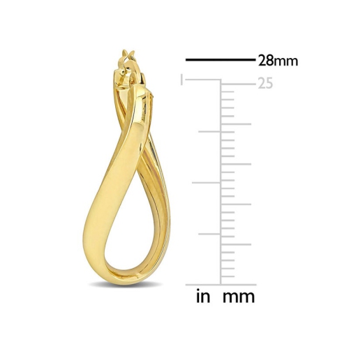 14K Yellow Gold Twist Texture Hoop Earrings