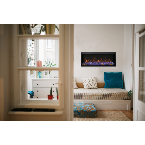 Symmetry 74" XT Smart Electric fireplace comes with your choice of Driftwood, Birch, or Rustic Log media kits OR ICE media kits.