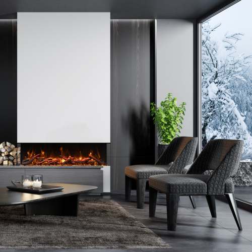 Tru View XL 50" Deep Smart Electric Fireplace comes with your choice of Driftwood, Birch, or Rustic Log media kits OR ICE media kit.