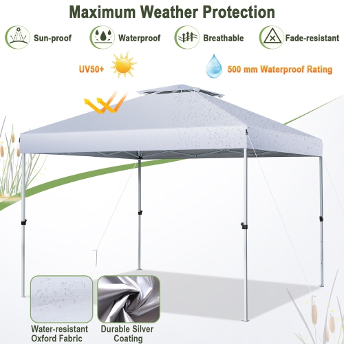 Gymax 2-Tier 10' x 10' Pop-up Canopy Tent Instant Gazebo Adjustable Carry Bag w/ Wheel