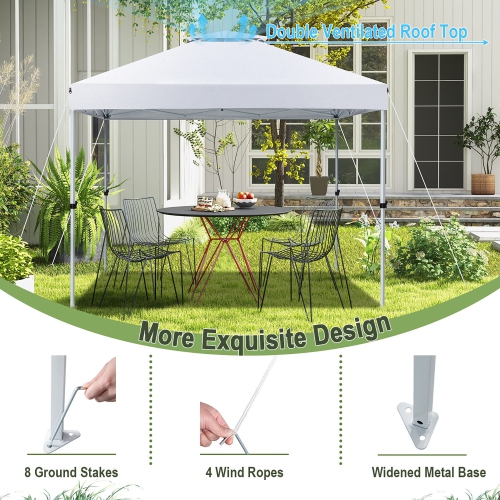 Gymax 2-Tier 10' x 10' Pop-up Canopy Tent Instant Gazebo Adjustable Carry Bag w/ Wheel