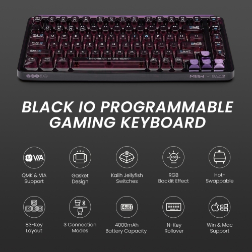 XIAOMI MIIIW BLACK IO 83 Keys Custom Mechanical Gaming Keyboard, Space Purple