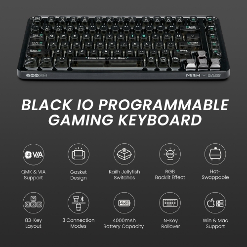 XIAOMI MIIIW BLACK IO 83 Keys Custom Mechanical Gaming Keyboard, Space Silver