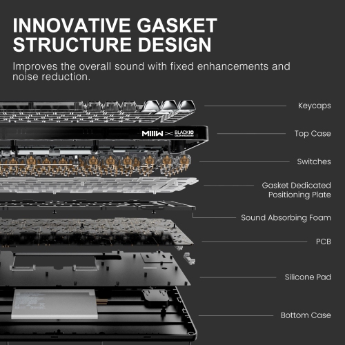 XIAOMI MIIIW BLACK IO 83 Keys Custom Mechanical Gaming Keyboard, Space Silver