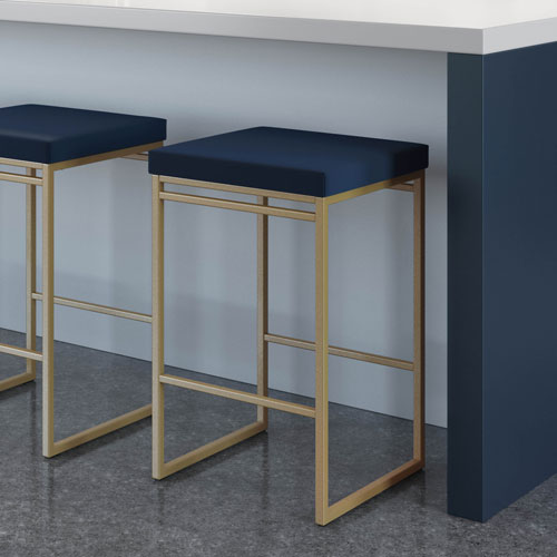 Easy Contemporary Counter Height Barstool - Blue/Golden