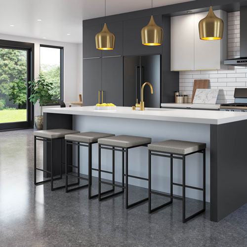 Easy Contemporary Bar Height Barstool - Silver Grey/Black