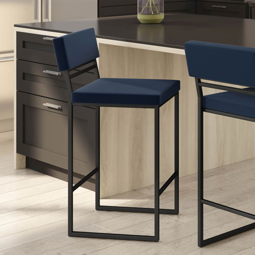 Everly Contemporary Counter Height Barstool - Blue/Black