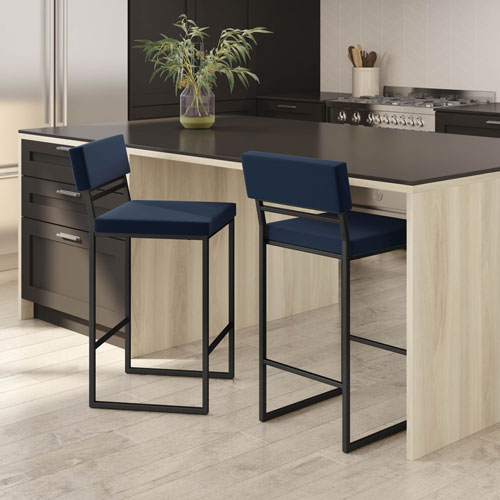 Everly Contemporary Counter Height Barstool - Blue/Black