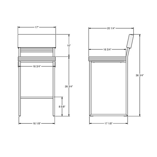 Tabouret de bar contemporain à hauteur de comptoir Everly - Gris argenté/Noir