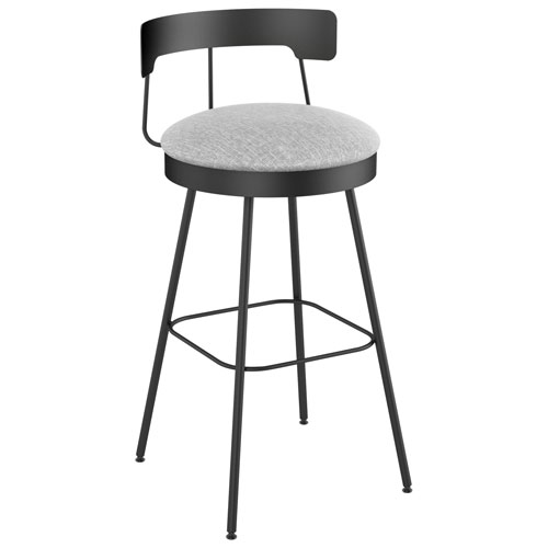 Tabouret de bar contemporain à hauteur de comptoir Monza - Blanc gris/Noir