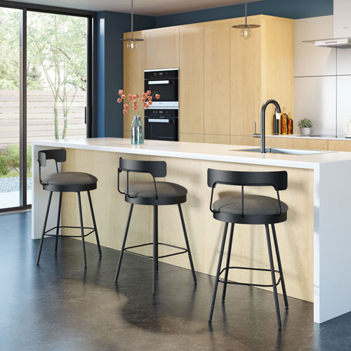 Monza Contemporary Counter Height Barstool - Dark Grey/Black