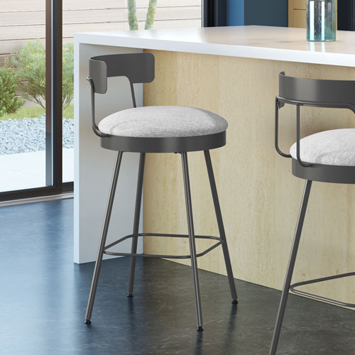 Monza Contemporary Bar Height Barstool - Grey White/Dark Grey