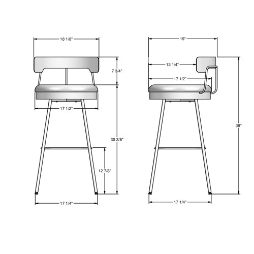 Monza Contemporary Bar Height Barstool - Grey White/Dark Grey