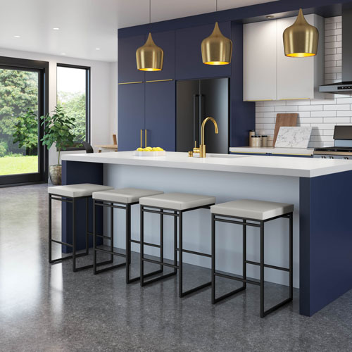 Easy Contemporary Counter Height Barstool - Grey Woven/Black