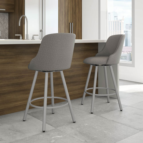 Kelsea Traditional Counter Height Barstool - Silver Grey/Shiny Grey