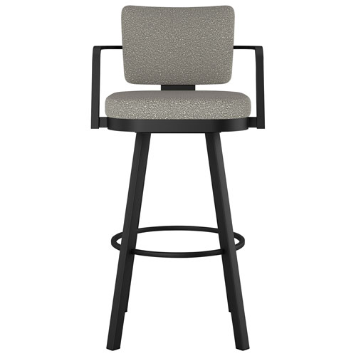 Thea Rustic Country Bar Height Barstool - Beige Grey Boucle/Black
