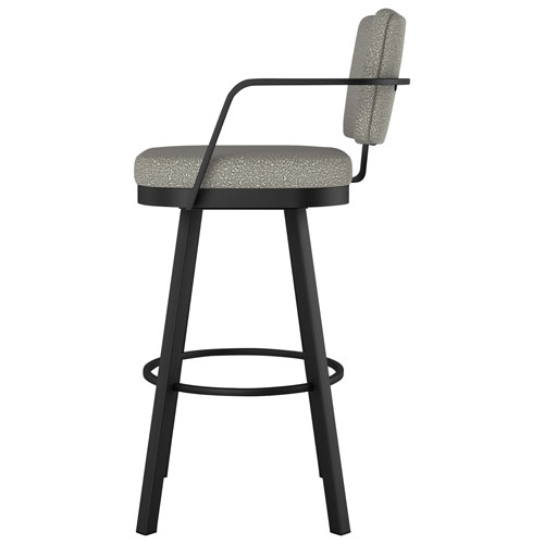 Thea Rustic Country Bar Height Barstool - Beige Grey Boucle/Black