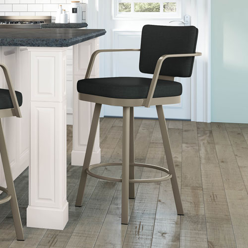 Thea Rustic Country Bar Height Barstool - Black/Grey