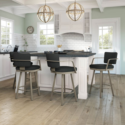 Thea Rustic Country Bar Height Barstool - Black/Grey