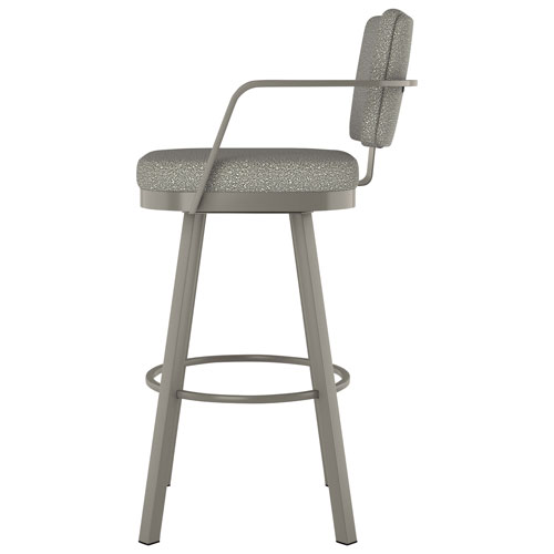 Thea Rustic Country Bar Height Barstool - Beige Grey Boucle/Grey