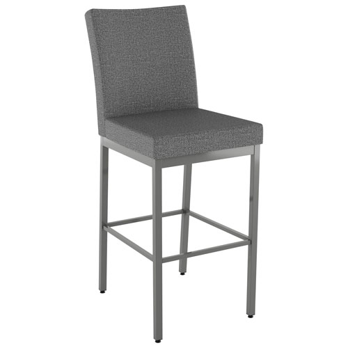 Perry Traditional Bar Height Barstool - Grey Woven/Metallic Grey