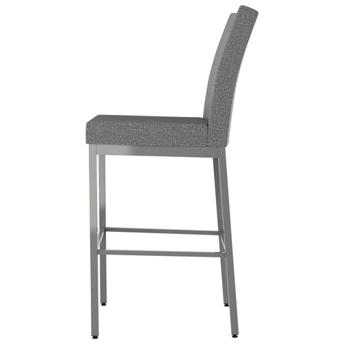 Perry Traditional Bar Height Barstool - Grey Woven/Metallic Grey