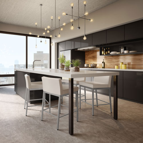 Tabouret de bar contemporain à hauteur de comptoir Fairfield Plus - Crème/Gris