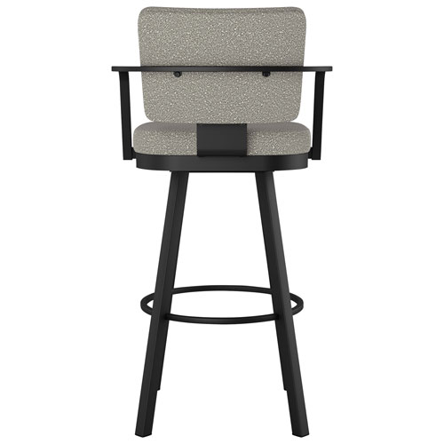 Tabouret de bar rustique à hauteur de comptoir Thea - Tissu bouclé gris-beige/Noir