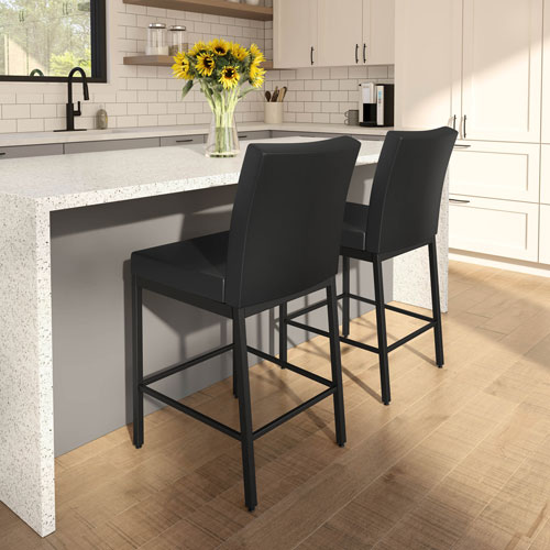 Perry Plus Traditional Counter Height Barstool - Black/Black
