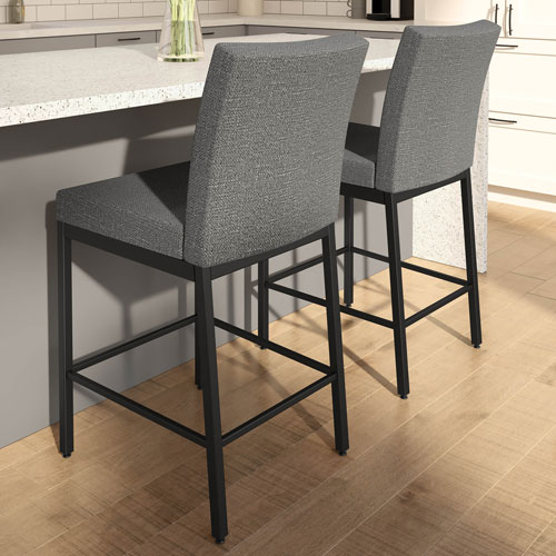 Perry Plus Traditional Bar Height Barstool - Grey Woven/Black