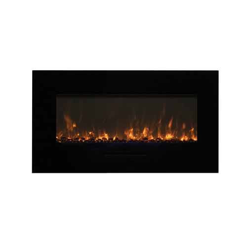WM-FM-BG 34" Linear Electric Fireplace comes with an installed Logset