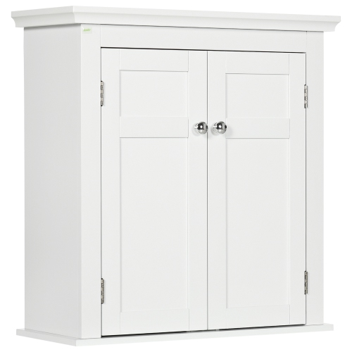 KLEANKIN  Bathroom Wall Cabinet, Medicine Cabinet, Over Toilet Storage Cabinet With Adjustable Shelves for Kitchen, Entryway In White