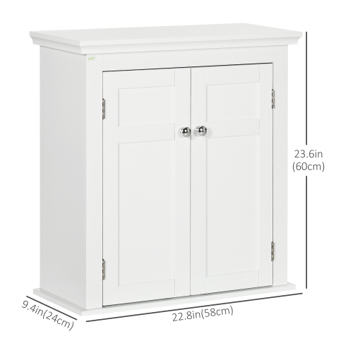 kleankin Bathroom Wall Cabinet, Medicine Cabinet, Over Toilet Storage Cabinet with Adjustable Shelves for Kitchen, Entryway, White