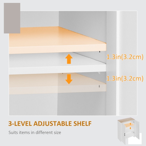 HOMCOM Modern Buffet Cabinet with Storage, 24" Narrow Sideboard, Kitchen Storage Cabinet with 2 Shaker Doors and Adjustable Shelf, White