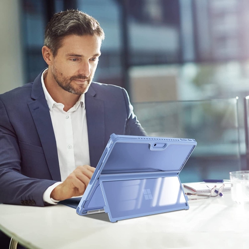 F Hard Case for 13 Inch Microsoft Surface Pro 9 / Pro 9 5G - Shockproof Folio Rugged Cover with Clear Transparent Back Shell Compatible with Type