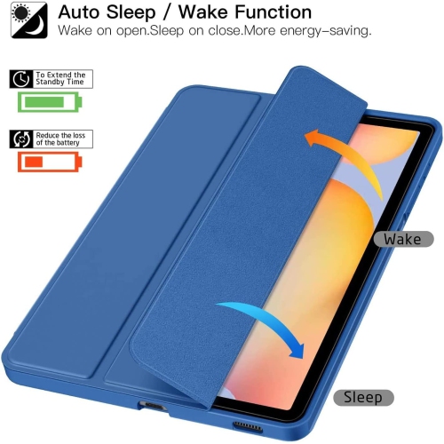 Ztotop 2022/2020 Galaxy Tab S6 Lite 10.4 Case with Pen Holder, Auto Wake/Sleep, Slim PU Lightweight Trifold Cover for Samsung S6 Lite Tablet, Blue